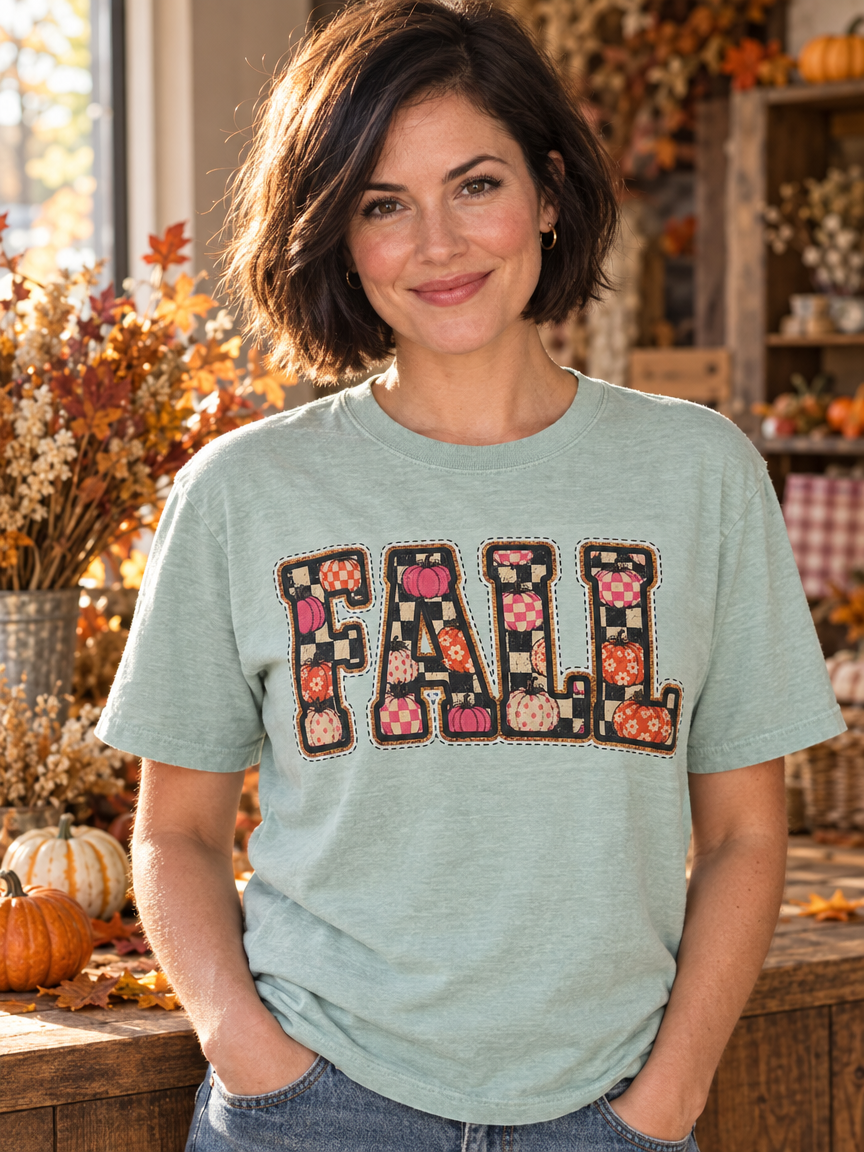 Checkered Fall DTF transfer