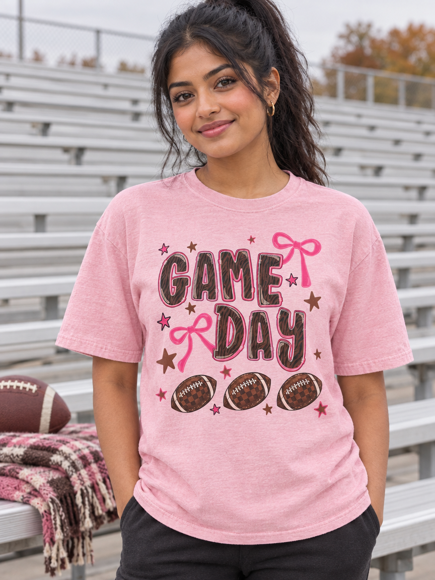Pink Game Day DTF transfer