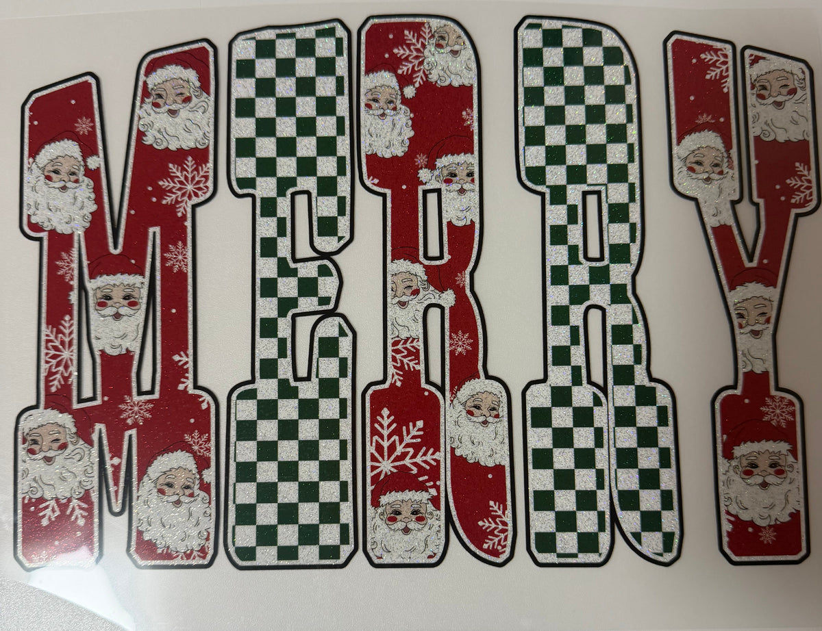 Merry Santa DTF transfer (Glitter)